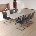 Scalable Dining Table Table Set For 6 8 Person For Dining Room,C Shaped Tube Soft Padded Armless Dining Chairs And Very Large Dining Room Table Kitchen Table Chair Set With Metal Legs Black Gray Mdf Metal