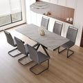 Scalable Dining Table Table Set For 6 8 Person For Dining Room,C Shaped Tube Soft Padded Armless Dining Chairs And Very Large Dining Room Table Kitchen Table Chair Set With Metal Legs Grey Mdf Metal