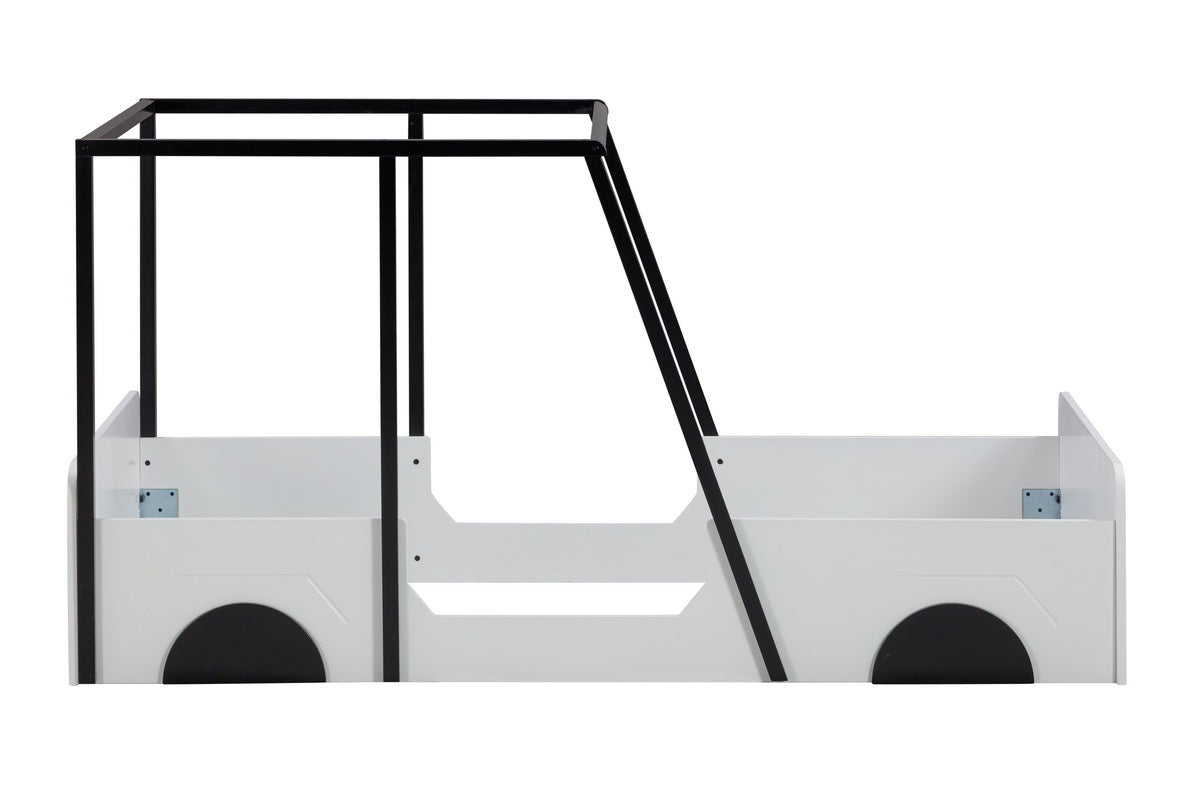 Twin Size Car Shaped Bed With Roof,Wooden Twin Floor Bed With Wheels And Door Design,Montessori Inspired Bedroom,Black Twin Black American Design Pine