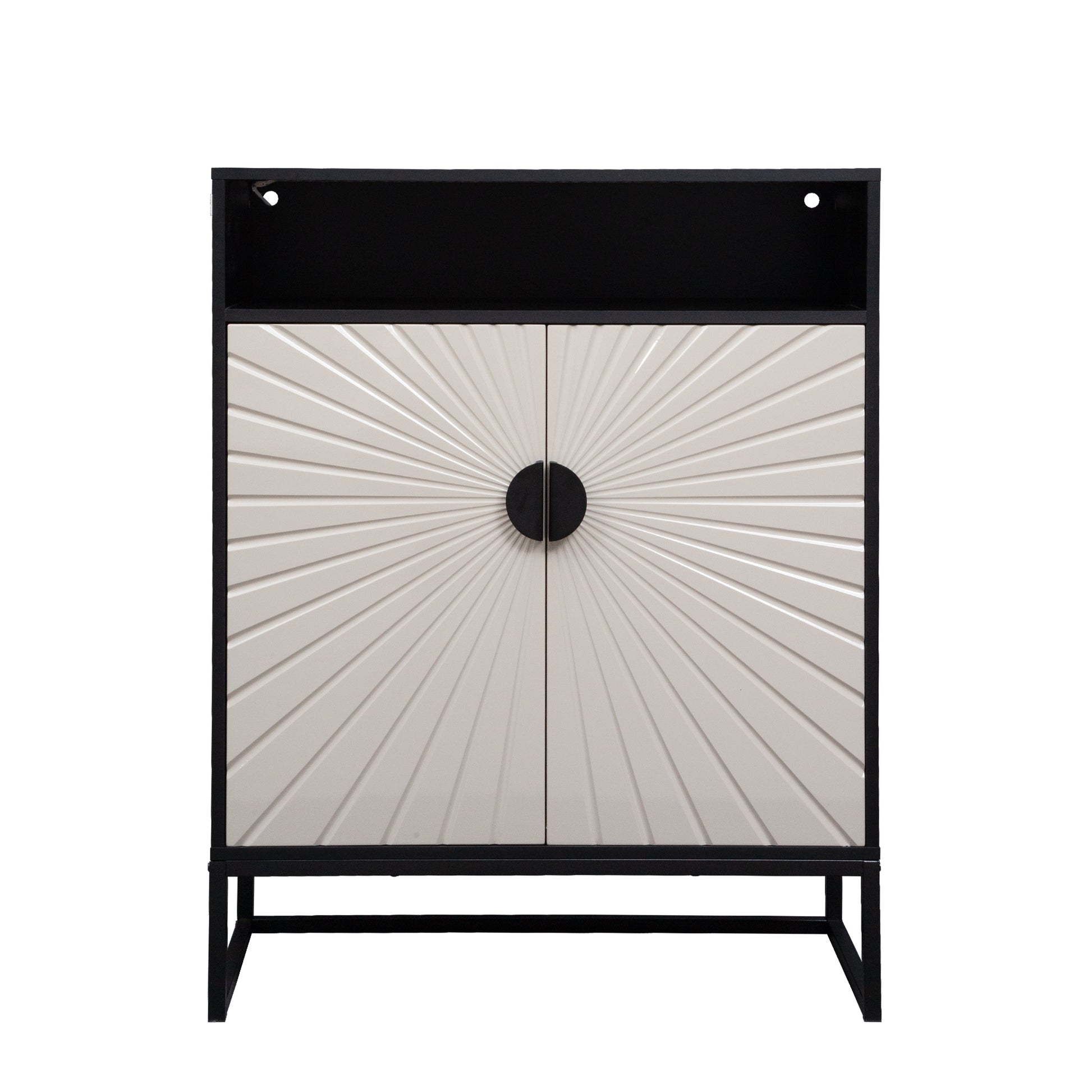 5 Tier Shoe Storage Cabinet, Wooden Shoe Cabinet With Doors Modern Shoe Organizer With Open Shelves For Entryway, Hallway, Living Room Black Mdf