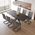 Extendable Dining Table Table Set For 6 8 Person For Dining Room,C Shaped Tube Soft Padded Armless Dining Chairs And Very Large Dining Room Table Kitchen Table Chair Set With Metal Legs Black Gray Mdf Metal