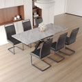 Scalable Dining Table Table Set For 6 8 Person For Dining Room,C Shaped Tube Soft Padded Armless Dining Chairs And Very Large Dining Room Table Kitchen Table Chair Set With Metal Legs Black Gray Mdf Metal
