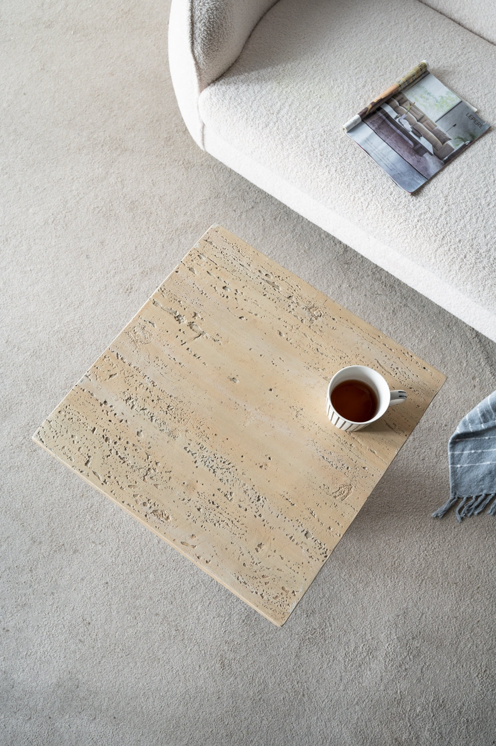 20X20X24" Cream Square Side Table With Pedestal Base Cream Primary Living Space Contemporary,Industrial,Minimalist,Modern,Ultra Modern Magnesium Oxide