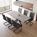 Scalable Dining Table Table Set For 6 8 Person For Dining Room,C Shaped Tube Soft Padded Armless Dining Chairs And Very Large Dining Room Table Kitchen Table Chair Set With Metal Legs Black Gray Mdf Metal