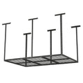 4X6Ft Overhead Garage Storage Rack,Adjustable Garage Storage Organization Systerm,Heavy Duty Metal Garage Ceiling Storage Racks,560Lbs Weight Capacity,Black Black Metal