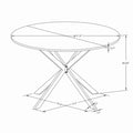 47.24'' Modern Cross Leg Round Dining Table, White Marble Top Occasional Table, Two Piece Removable Top, Matte Finish Iron Legs White Mdf Metal