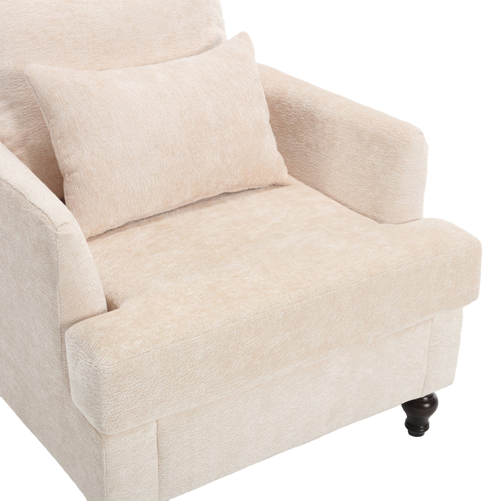 Coolmore Wood Frame Armchair, Modern Accent Chair Lounge Chair For Living Room,Tufted Club Chair, Mid Century Modern Arm Chairs With Studded, Solid Wood Frame, For Bedroom, Reading Beige Chenille Beige Chenille 1 Seat