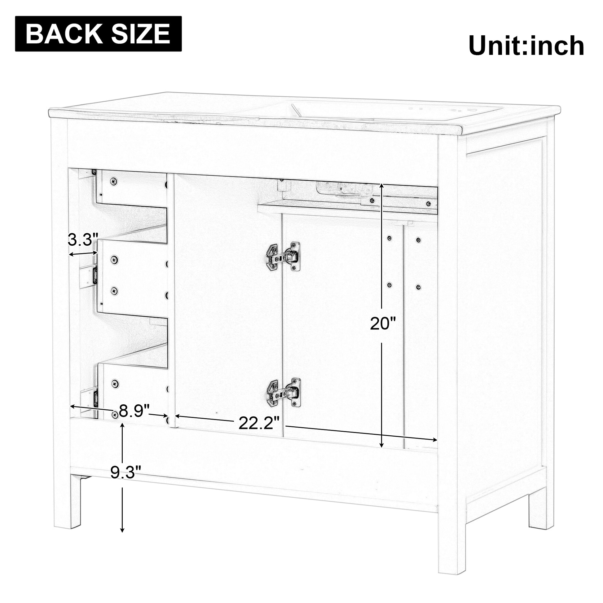 36" Bathroom Vanity With Sink Top, Bathroom Vanity Cabinet With Two Doors And Three Drawers, Solid Woodmdf Boards ,One Package, White White Solid Wood Mdf