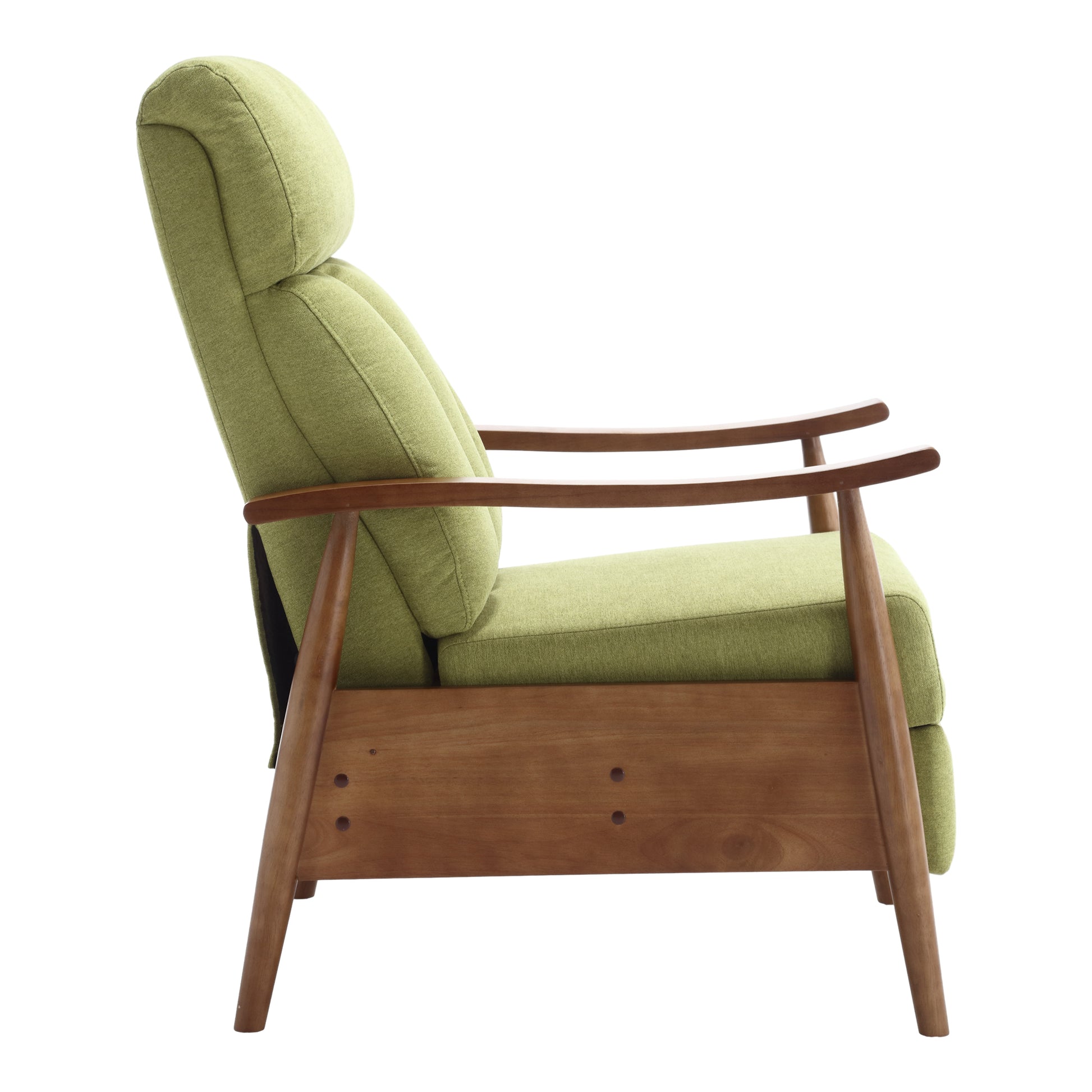 Coolmore Wood Frame Armchair, Modern Accent Chair Lounge Chair For Living Room Olive Green Linen