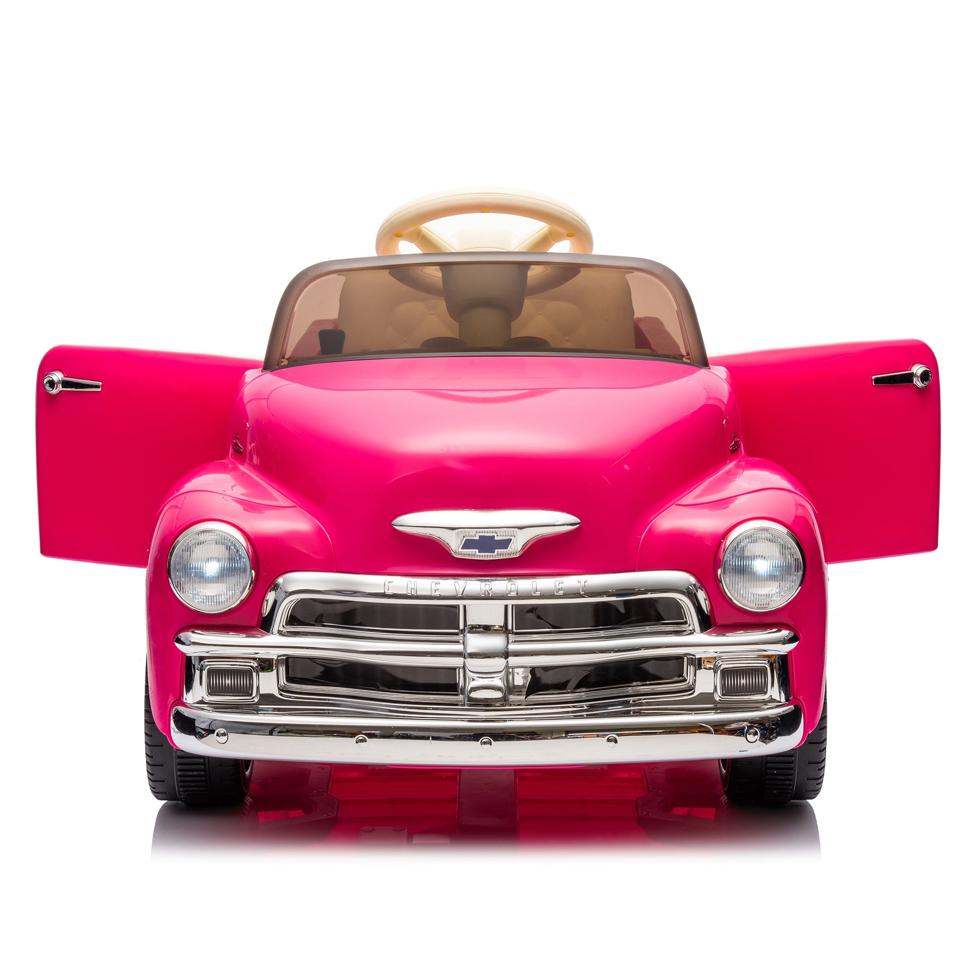 12V Kids Ride On Truck Car W Parents Control, Licensed Chevrolet 3100 Pickup,Electric Car For Kid,Vintage Modeling,3 Speeds,Led Lights,Bluetooth,Usb,High Power Up To 3.11 Mph,Age 3 Pink Polypropylene