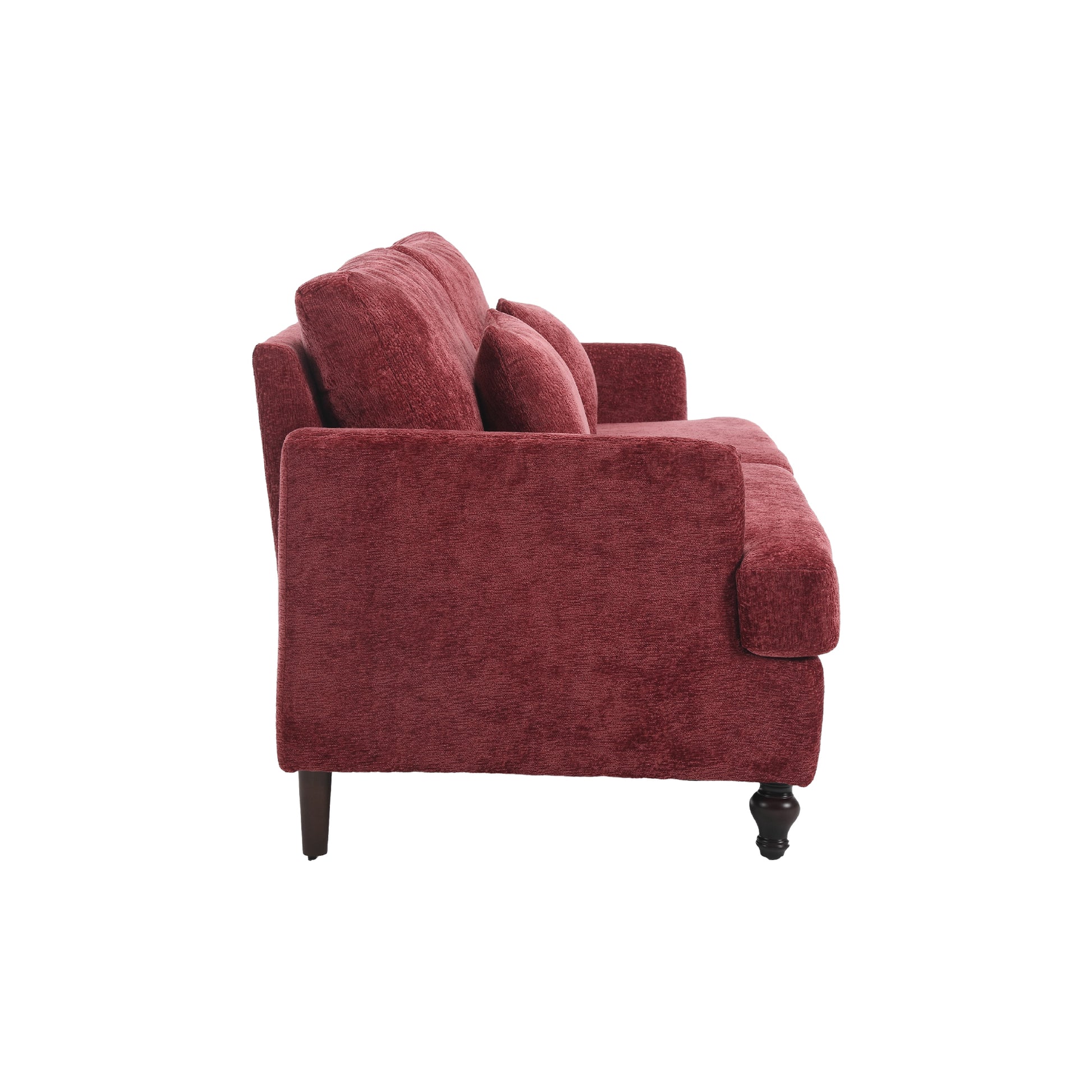 Coolmore Mid Century Modern Chenille Fabric Loveseat Sofa, 2 Seat Upholstered Loveseat Sofa Modern Couch For Living Room,Brown Wood Feet Sofa For Bedroom, Reading Wine Red Chenille Wine Red Chenille 2 Seat