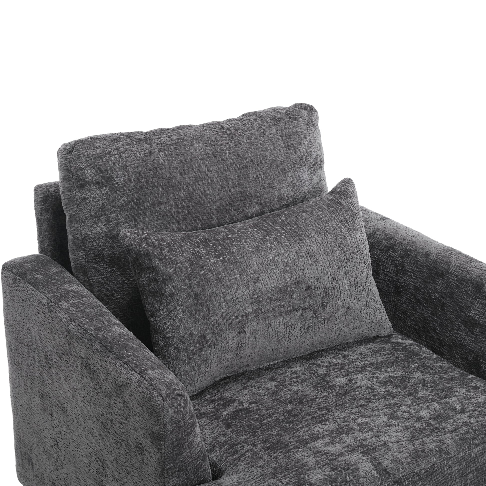 Coolmore Wood Frame Armchair, Modern Accent Chair Lounge Chair For Living Room,Tufted Club Chair, Mid Century Modern Arm Chairs With Studded, Solid Wood Frame, For Bedroom, Reading Gray Chenille Gray Chenille 1 Seat