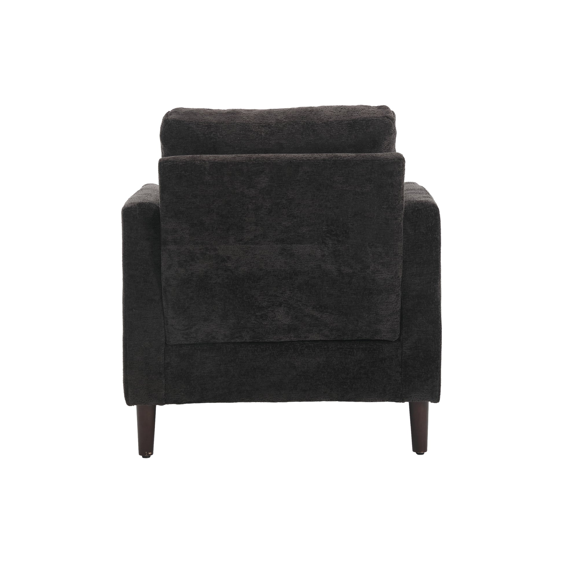 Coolmore Wood Frame Armchair, Modern Accent Chair Lounge Chair For Living Room,Tufted Club Chair, Mid Century Modern Arm Chairs With Studded, Solid Wood Frame, For Bedroom, Reading Black Chenille Black Chenille