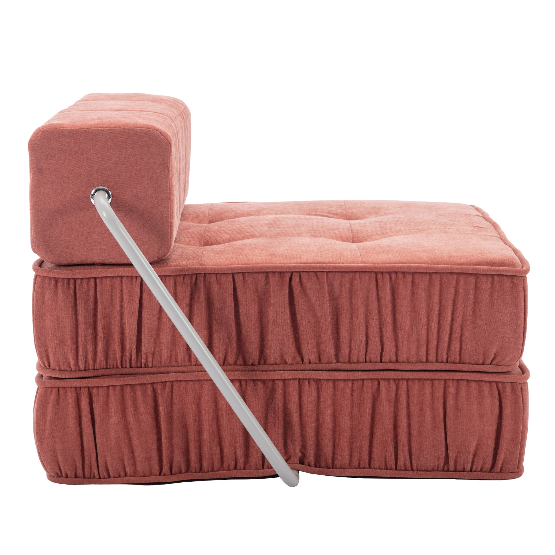 Folding Sofa Bed, Futon Sleeper Chair, Convertible Chair Floor Couch & Sleeping Mattress For Living Room, Guest Room, Home Office, Apartment, Small Space, Bed, Removable Back Cushion, Orange, 1 Seat Orange Chenille Primary Living Space Pillow Back Soft