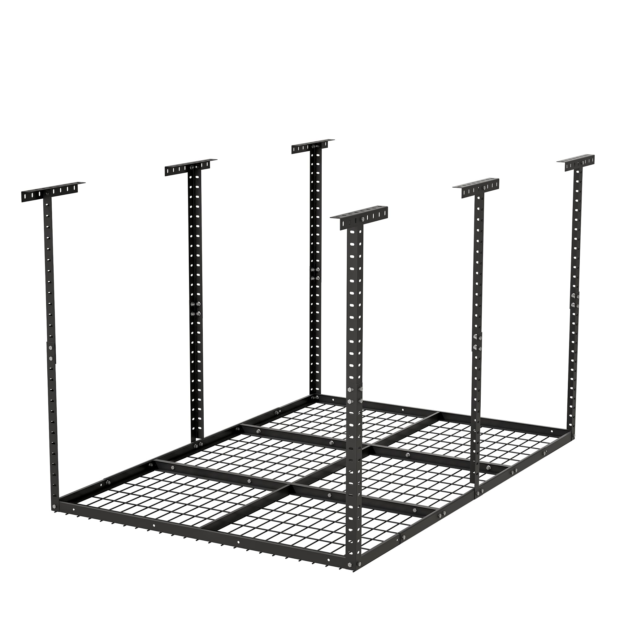 4X6Ft Overhead Garage Storage Rack,Adjustable Garage Storage Organization Systerm,Heavy Duty Metal Garage Ceiling Storage Racks,560Lbs Weight Capacity,Black Black Metal