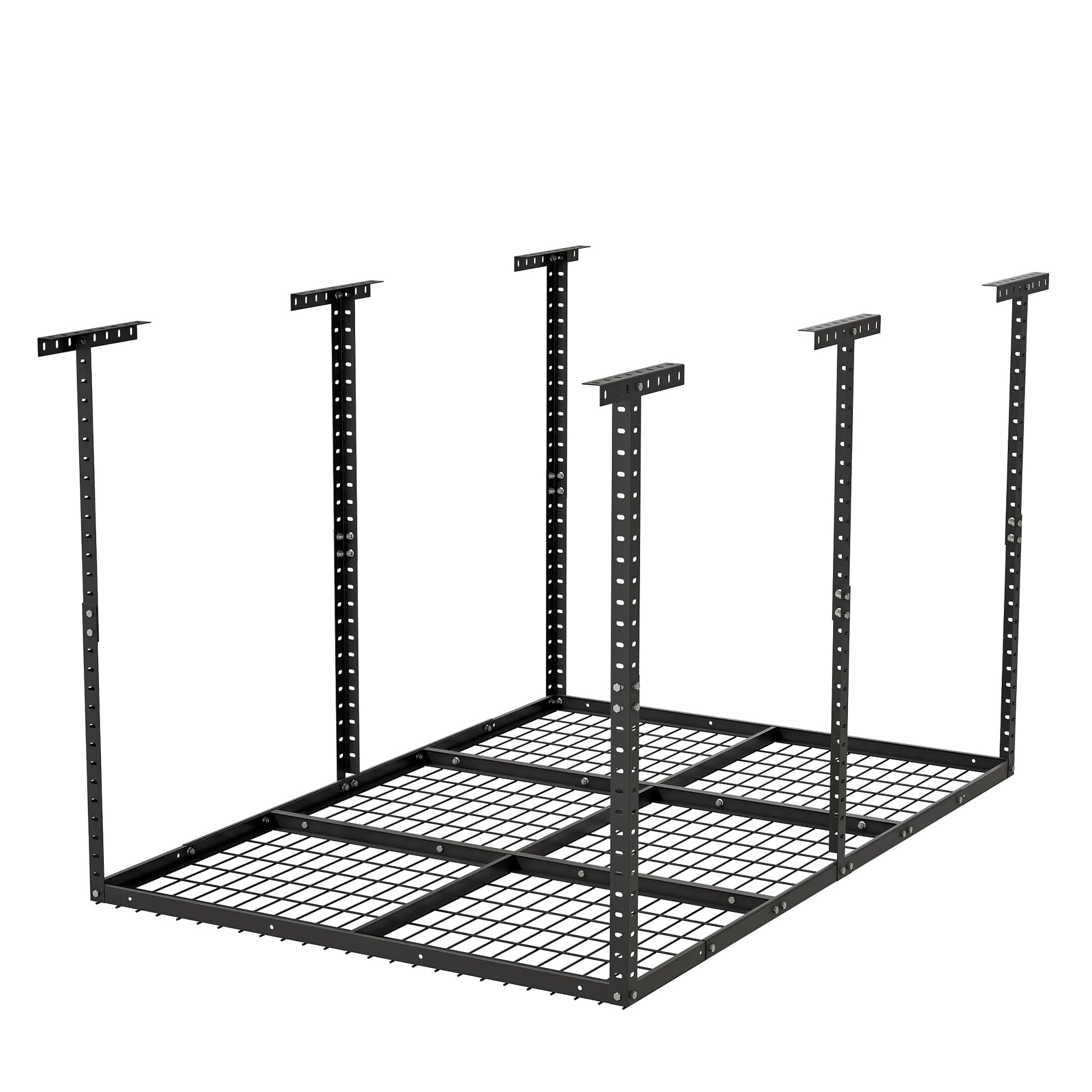 4X6Ft Overhead Garage Storage Rack,Adjustable Garage Storage Organization Systerm,Heavy Duty Metal Garage Ceiling Storage Racks,560Lbs Weight Capacity,Black Black Metal