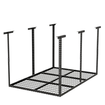 4X6Ft Overhead Garage Storage Rack,Adjustable Garage Storage Organization Systerm,Heavy Duty Metal Garage Ceiling Storage Racks,560Lbs Weight Capacity,Black Black Metal