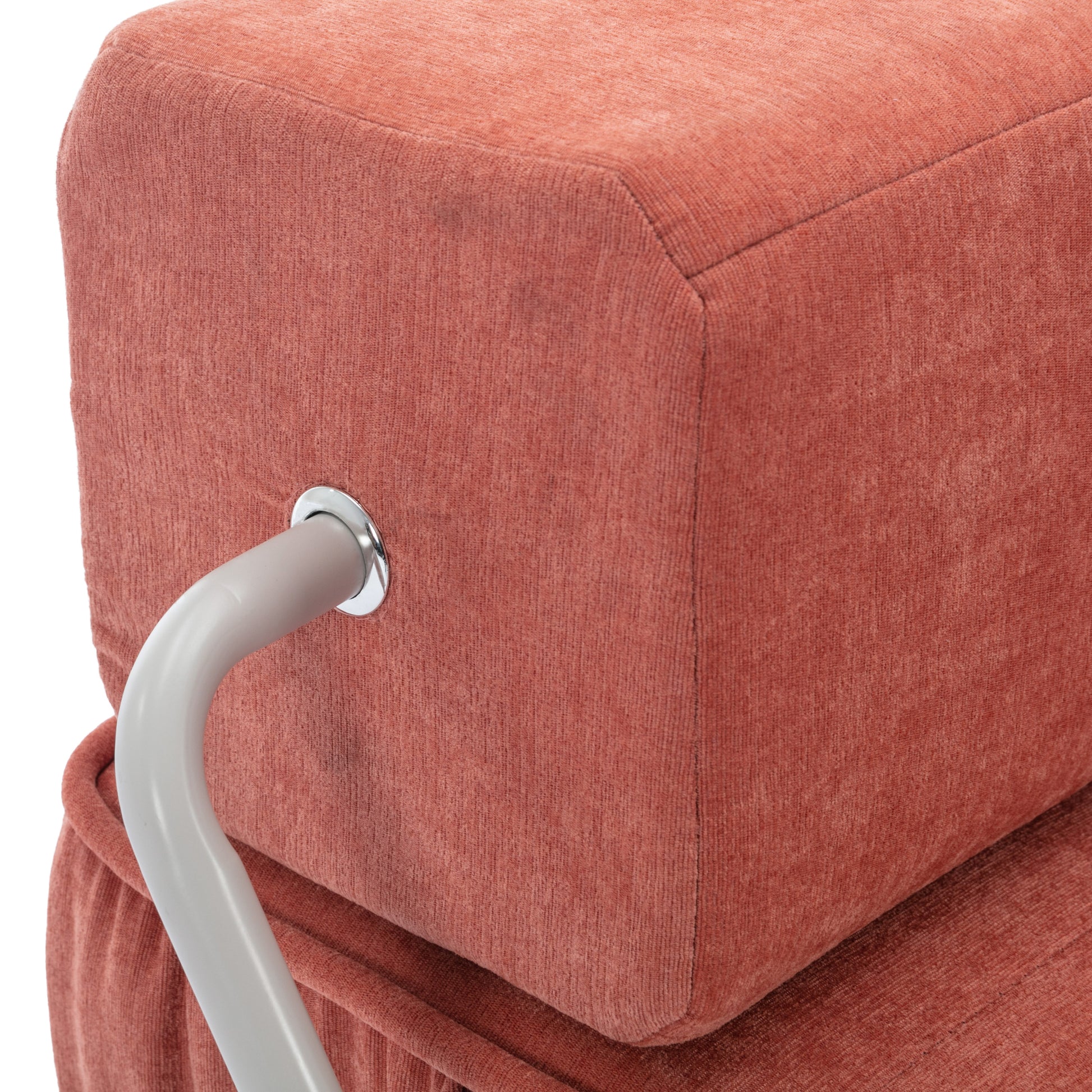 Folding Sofa Bed, Futon Sleeper Chair, Convertible Chair Floor Couch & Sleeping Mattress For Living Room, Guest Room, Home Office, Apartment, Small Space, Bed, Removable Back Cushion, Orange, 1 Seat Orange Chenille Primary Living Space Pillow Back Soft