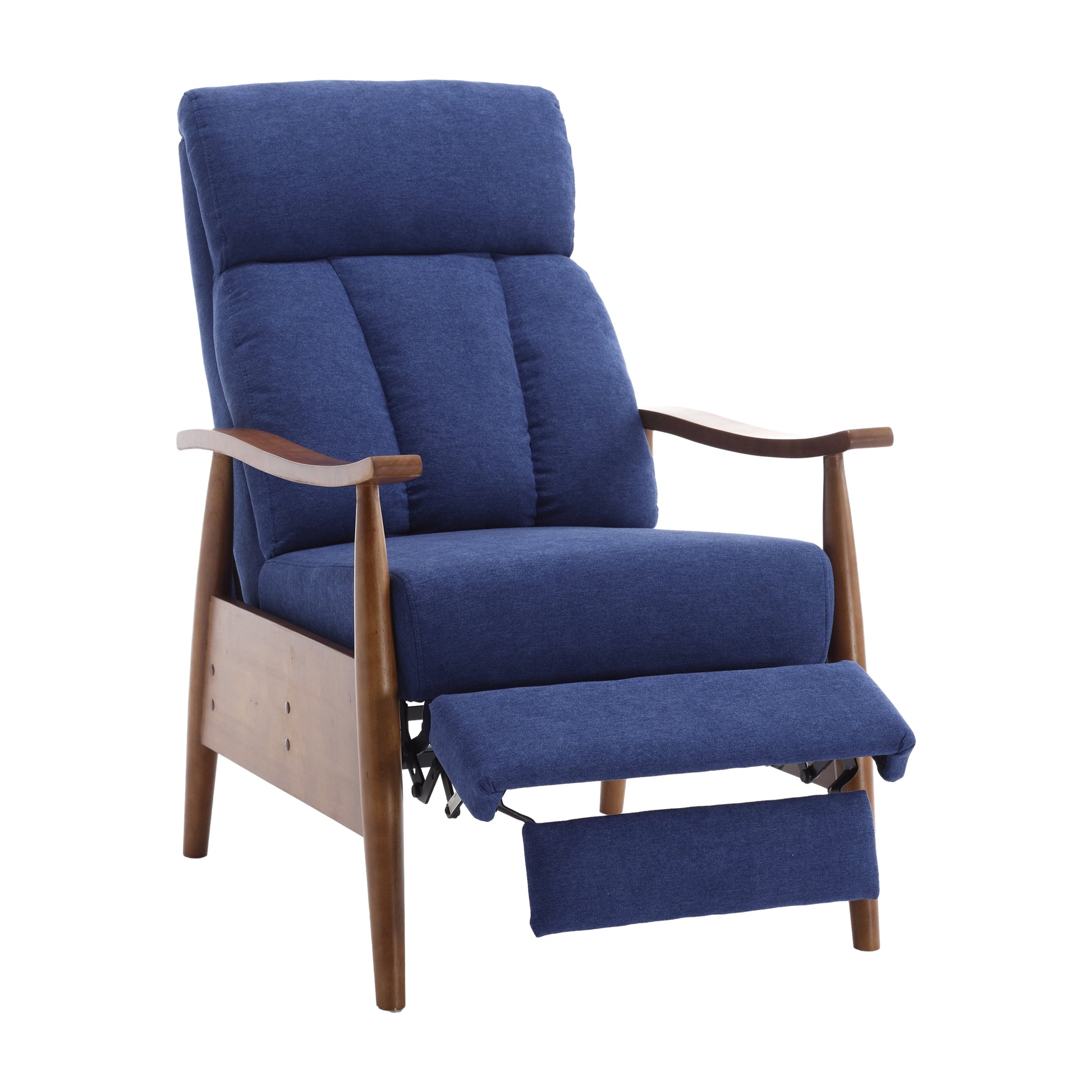 Coolmore Wood Frame Armchair, Modern Accent Chair Lounge Chair For Living Room Blue Linen