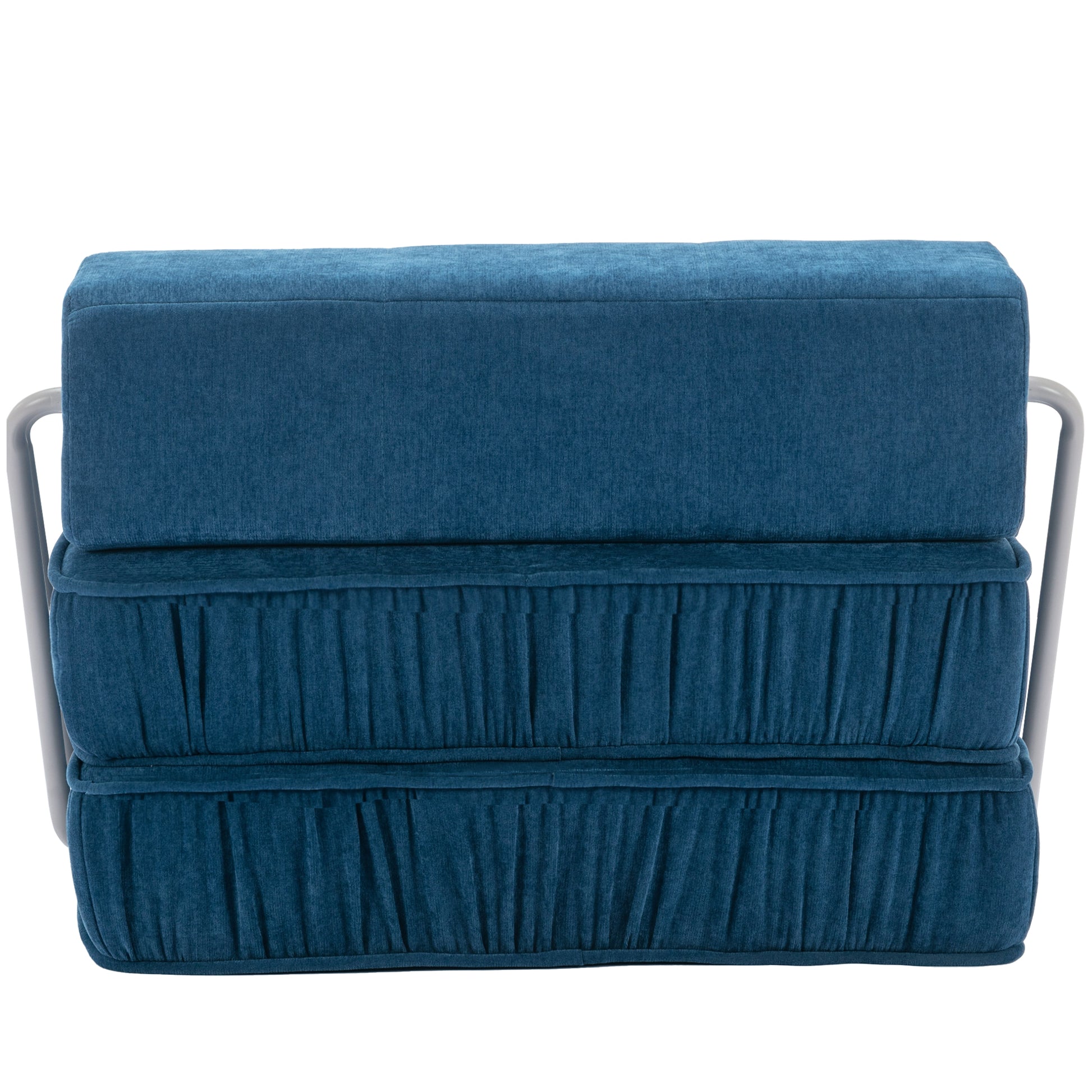 Folding Sofa Bed, Futon Sleeper Chair, Convertible Chair Floor Couch & Sleeping Mattress For Living Room, Guest Room, Home Office, Apartment, Small Space, Bed, Removable Back Cushion, Blue, 1 Seat Blue Chenille Primary Living Space Pillow Back Soft
