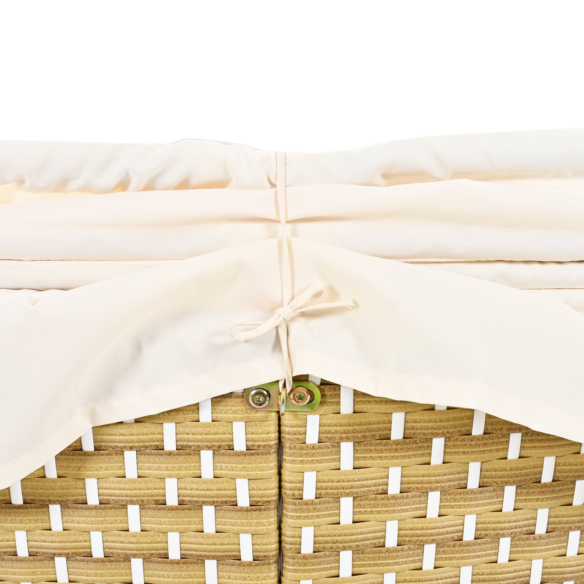 Patio Furniture Round Outdoor Sectional Sofa Set Rattan Daybed Two Tone Weave Sunbed With Retractable Canopy, Separate Seating And Removable Cushion, Beige Yes Sectional Beige Weather Resistant Frame Water Resistant Cushion Garden & Outdoor Luxury