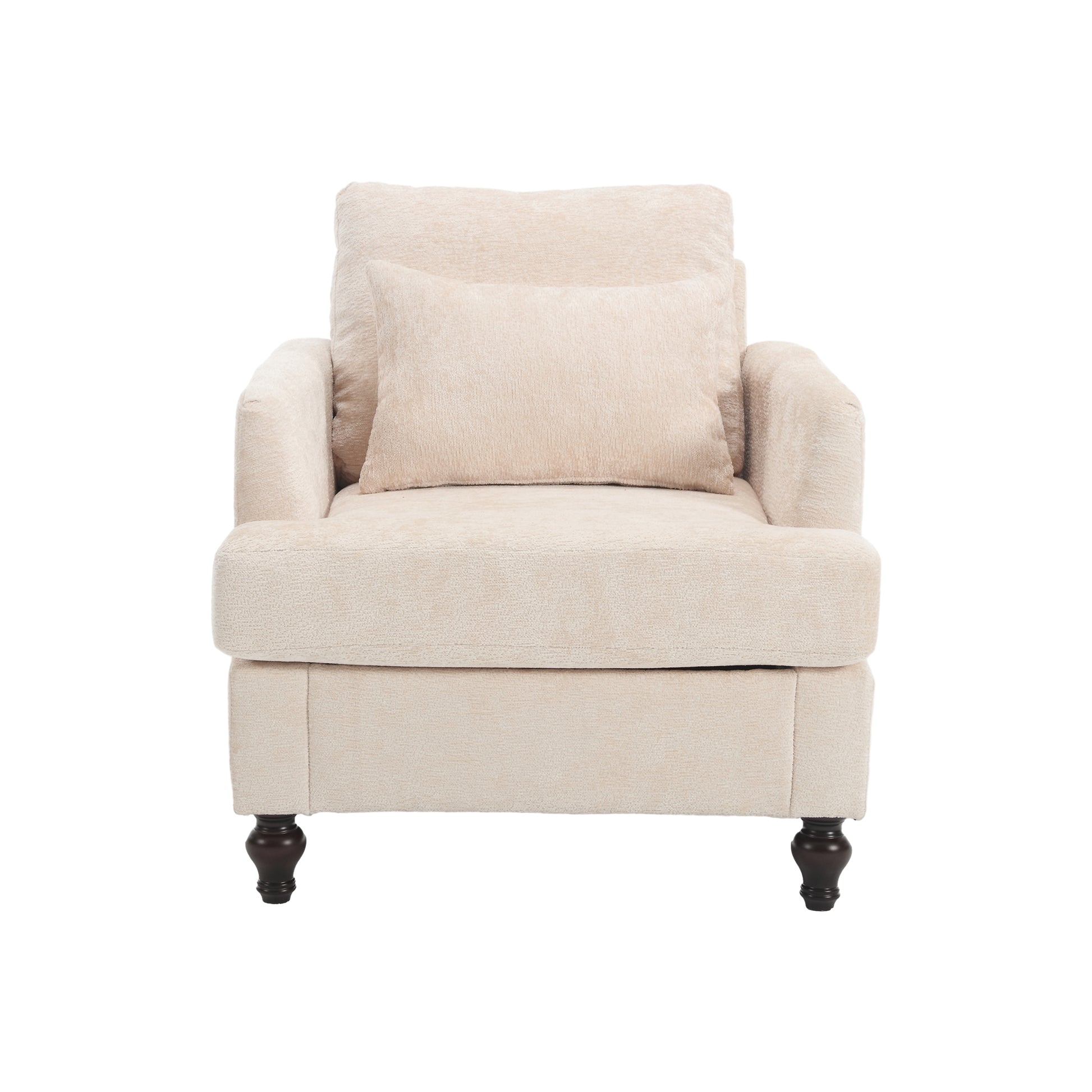 Coolmore Wood Frame Armchair, Modern Accent Chair Lounge Chair For Living Room,Tufted Club Chair, Mid Century Modern Arm Chairs With Studded, Solid Wood Frame, For Bedroom, Reading Beige Chenille Beige Chenille 1 Seat