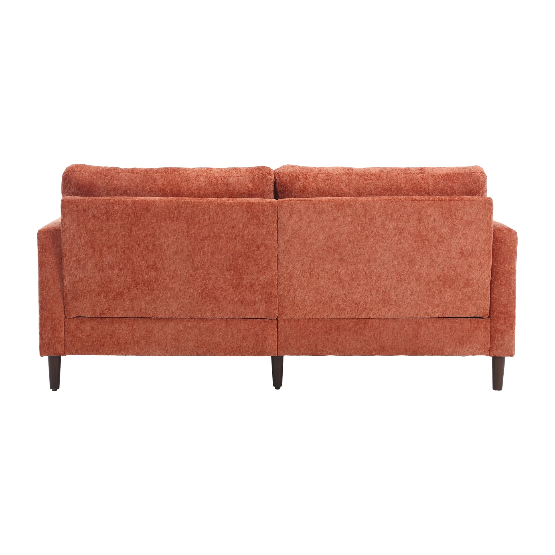 Coolmore Mid Century Modern Chenille Fabric Loveseat Sofa, 2 Seat Upholstered Loveseat Sofa Modern Couch For Living Room,Brown Wood Feet Sofa For Bedroom, Reading Orange Chenille Dark Orange Chenille 2 Seat
