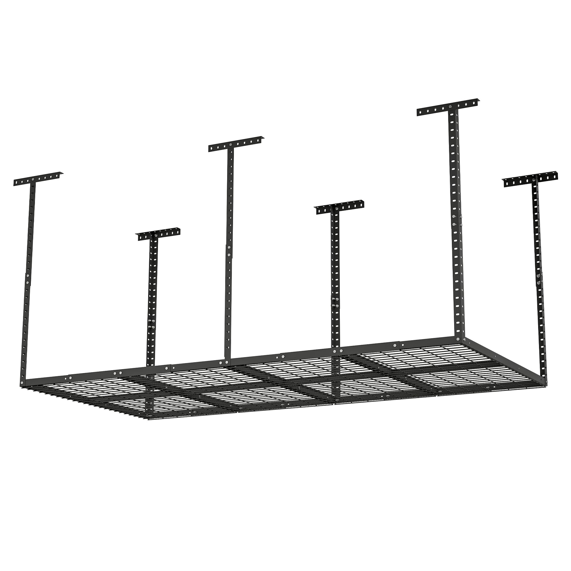 4X8Ft Overhead Garage Storage Rack,Adjustable Garage Storage Organization Systerm,Heavy Duty Metal Garage Ceiling Storage Racks,660Lbs Weight Capacity,Black Black Iron