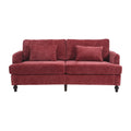 Coolmore Mid Century Modern Chenille Fabric Loveseat Sofa, 2 Seat Upholstered Loveseat Sofa Modern Couch For Living Room,Brown Wood Feet Sofa For Bedroom, Reading Wine Red Chenille Wine Red Chenille 2 Seat