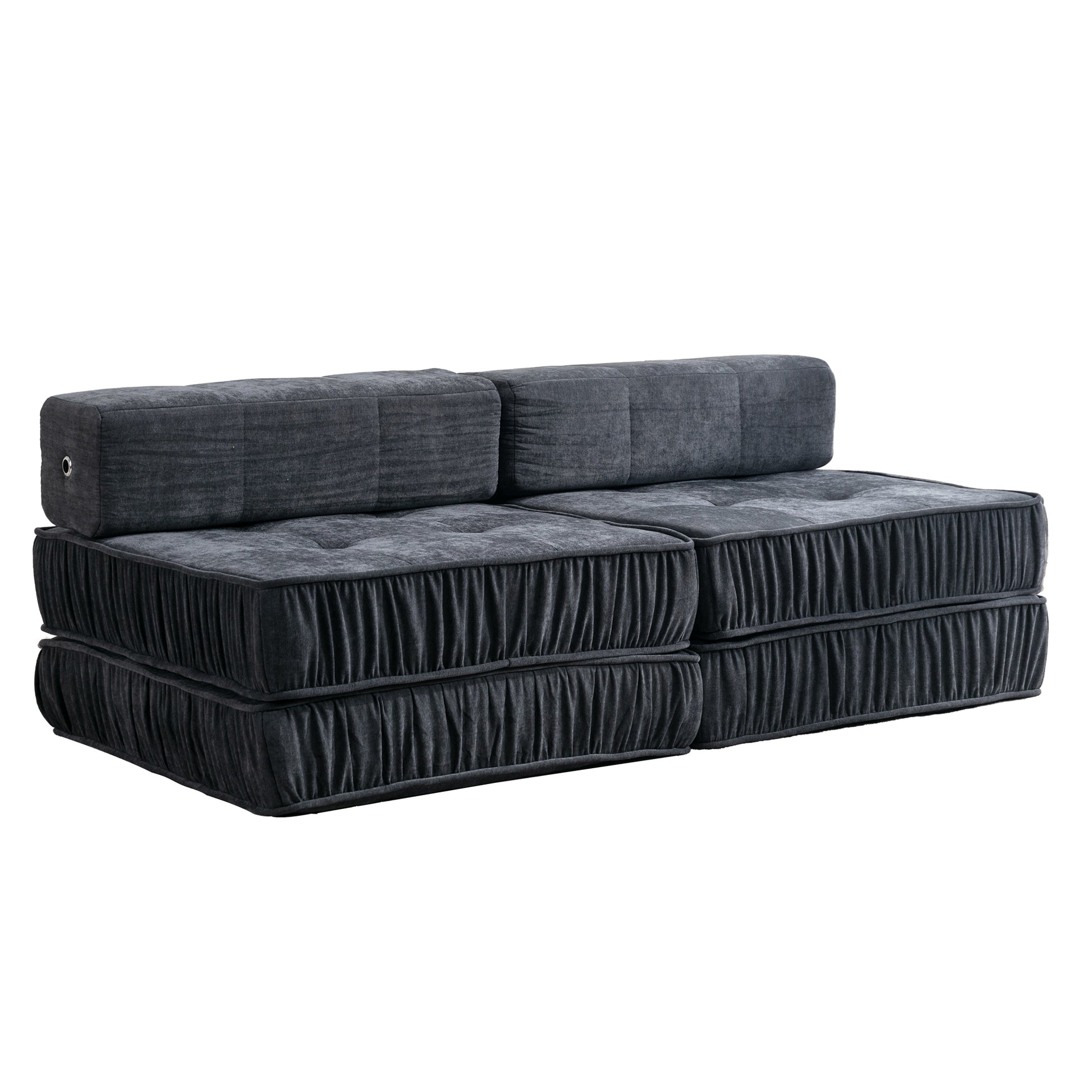 Folding Sofa Bed, Futon Sleeper Chair, Convertible Chair Floor Couch & Sleeping Mattress For Living Room, Guest Room, Home Office, Apartment, Small Space, Bed, Removable Back Cushion, Grey, 1 Seat Grey Chenille Primary Living Space Pillow Back Soft