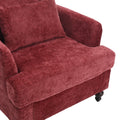 Coolmore Wood Frame Armchair, Modern Accent Chair Lounge Chair For Living Room,Tufted Club Chair, Mid Century Modern Arm Chairs With Studded, Solid Wood Frame, For Bedroom, Reading Wine Red Chenille Wine Red Chenille 1 Seat