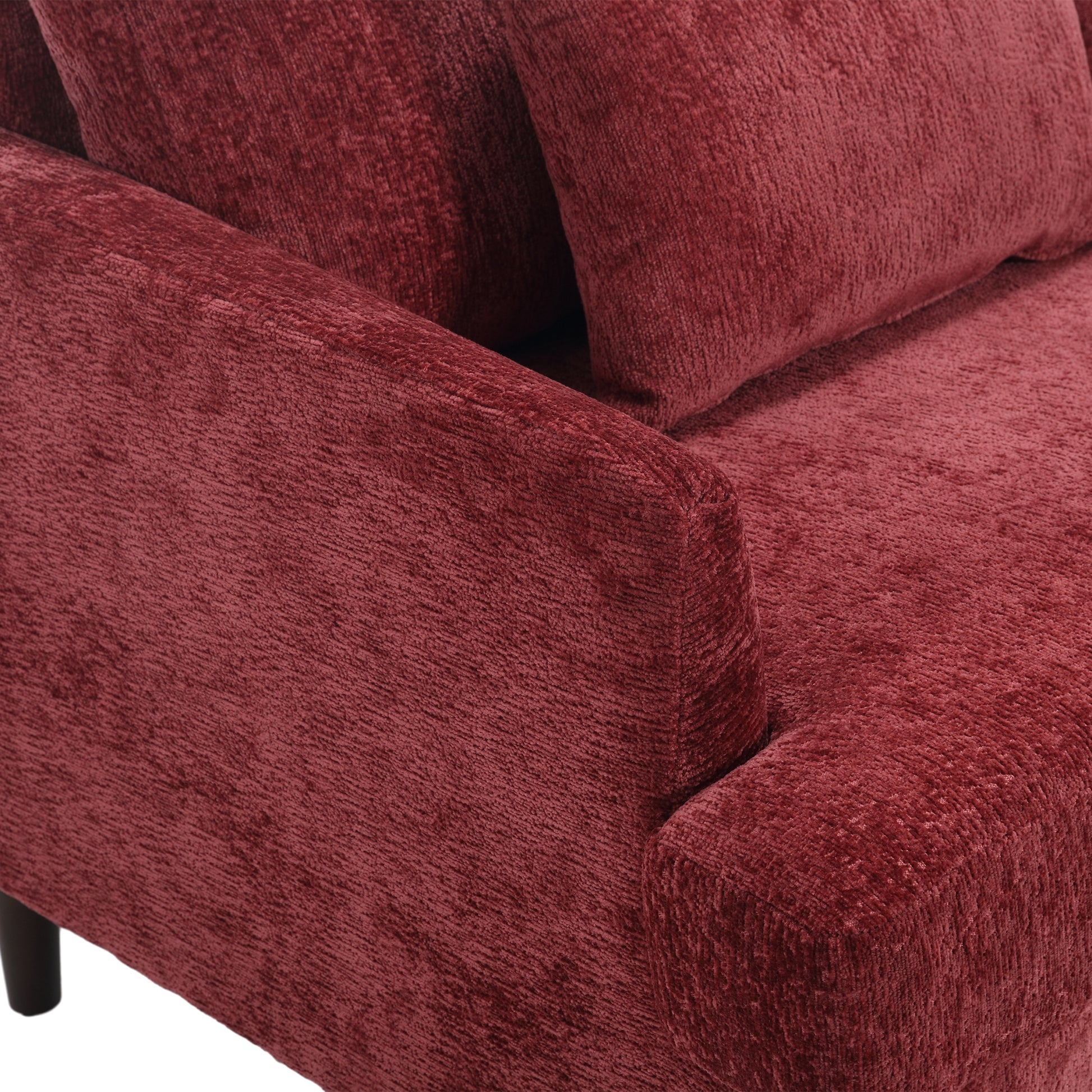 Coolmore Mid Century Modern Chenille Fabric Loveseat Sofa, 2 Seat Upholstered Loveseat Sofa Modern Couch For Living Room,Brown Wood Feet Sofa For Bedroom, Reading Wine Red Chenille Wine Red Chenille 2 Seat