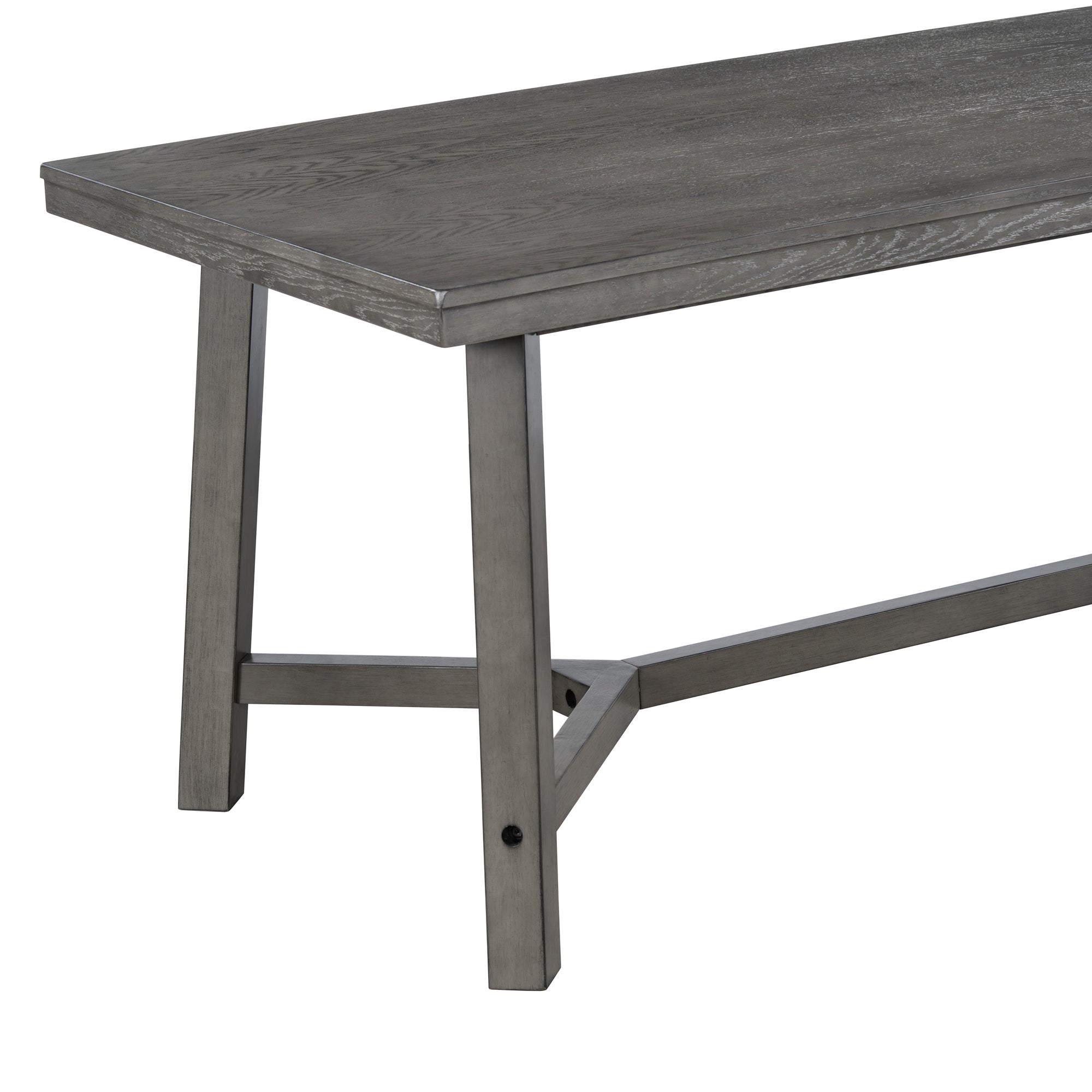 6 Piece Retro Farmhouse Style Dining Set, Rectangular Table And 4 Upholstered Chairs With Rattan And Bench For Dining Room And Kitchen Gray Gray Solid Wood Mdf