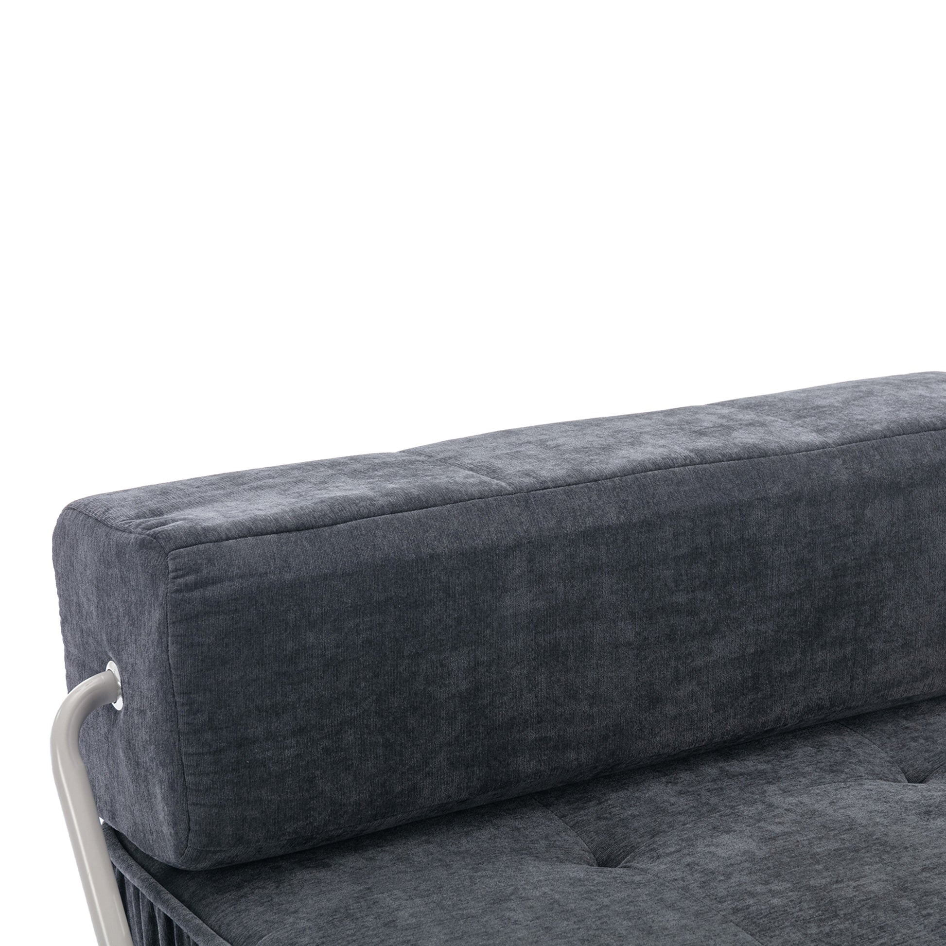 Folding Sofa Bed, Futon Sleeper Chair, Convertible Chair Floor Couch & Sleeping Mattress For Living Room, Guest Room, Home Office, Apartment, Small Space, Bed, Removable Back Cushion, Grey, 1 Seat Grey Chenille Primary Living Space Pillow Back Soft