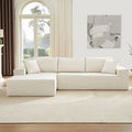 Modern Minimalist Style Corduroy Couch, Upholstered Sleeper Sofa For Living Room, Bedroom, Salon, 2 Pc Free Combination, L Shape, Right Hand Facing Sectional Sofa Beige Corduroy 3 Seat
