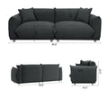 3 1 Oversized Loveseat Sofa For Living Room, Sherpa Sofa With Metal Legs, 3 Seater Sofa, Solid Wood Frame Couch With 2 Pillows, For Apartment Office Living Room Dark Grey Black Foam Fabric 4 Seat