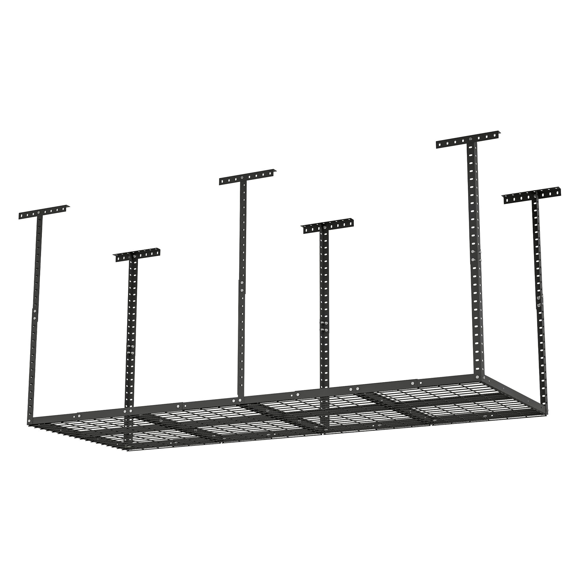 3X8Ft Overhead Garage Storage Rack,Adjustable Garage Storage Organization Systerm,Heavy Duty Metal Garage Ceiling Storage Racks,660Lbs Weight Capacity,Black Black Metal