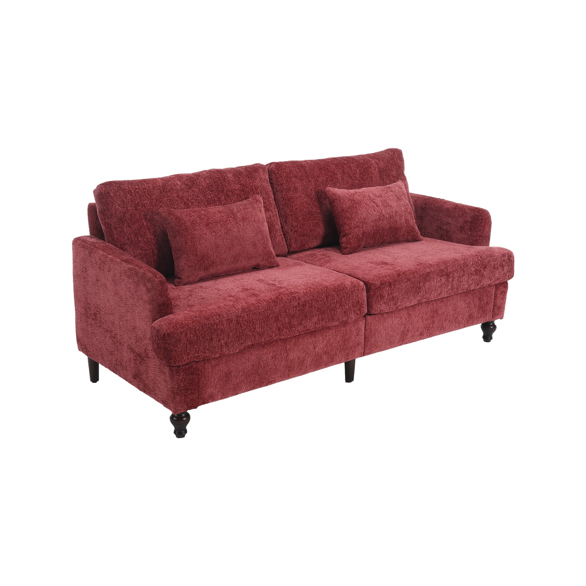 Coolmore Mid Century Modern Chenille Fabric Loveseat Sofa, 2 Seat Upholstered Loveseat Sofa Modern Couch For Living Room,Brown Wood Feet Sofa For Bedroom, Reading Wine Red Chenille Wine Red Chenille 2 Seat