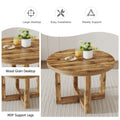 A Modern And Practical Circular Dining Table. Made Of Mdf Tabletop And Wooden Mdf Table Legs. A Set Of 6 Brown Cushioned Chairs.Ct B0501A Natural Wood Mdf