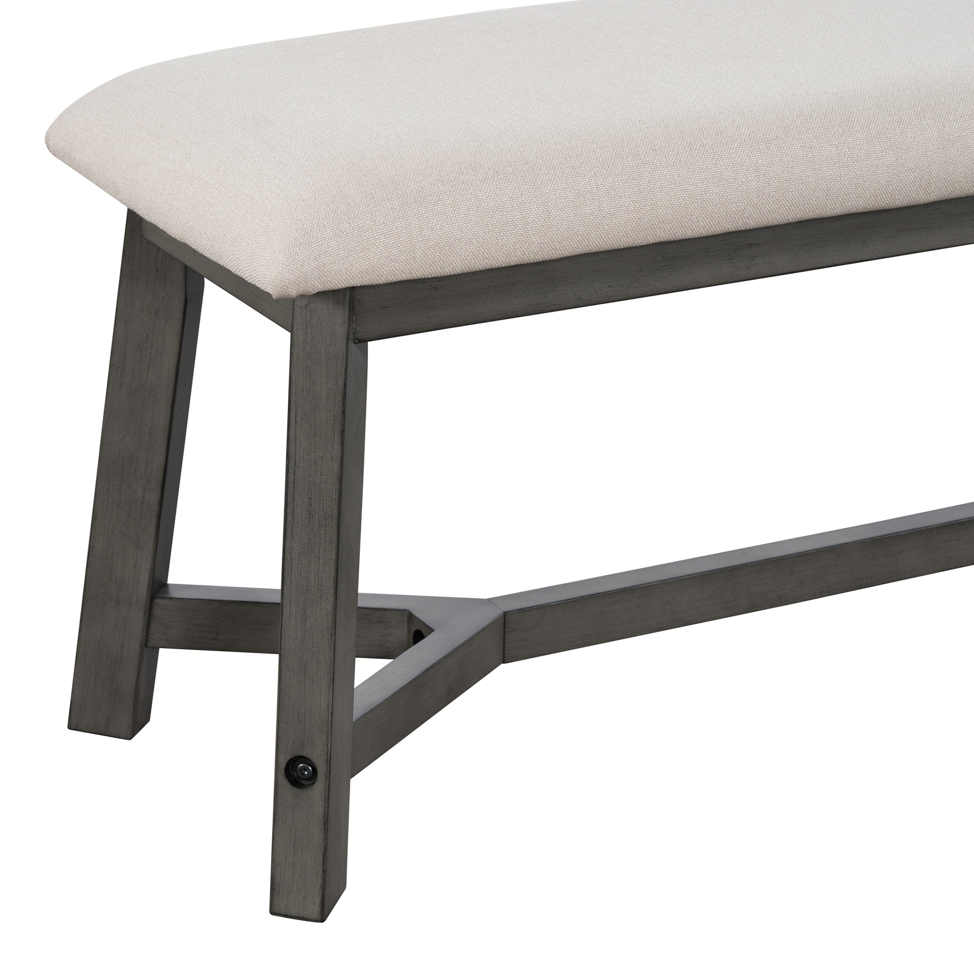 6 Piece Retro Farmhouse Style Dining Set, Rectangular Table And 4 Upholstered Chairs With Rattan And Bench For Dining Room And Kitchen Gray Gray Solid Wood Mdf