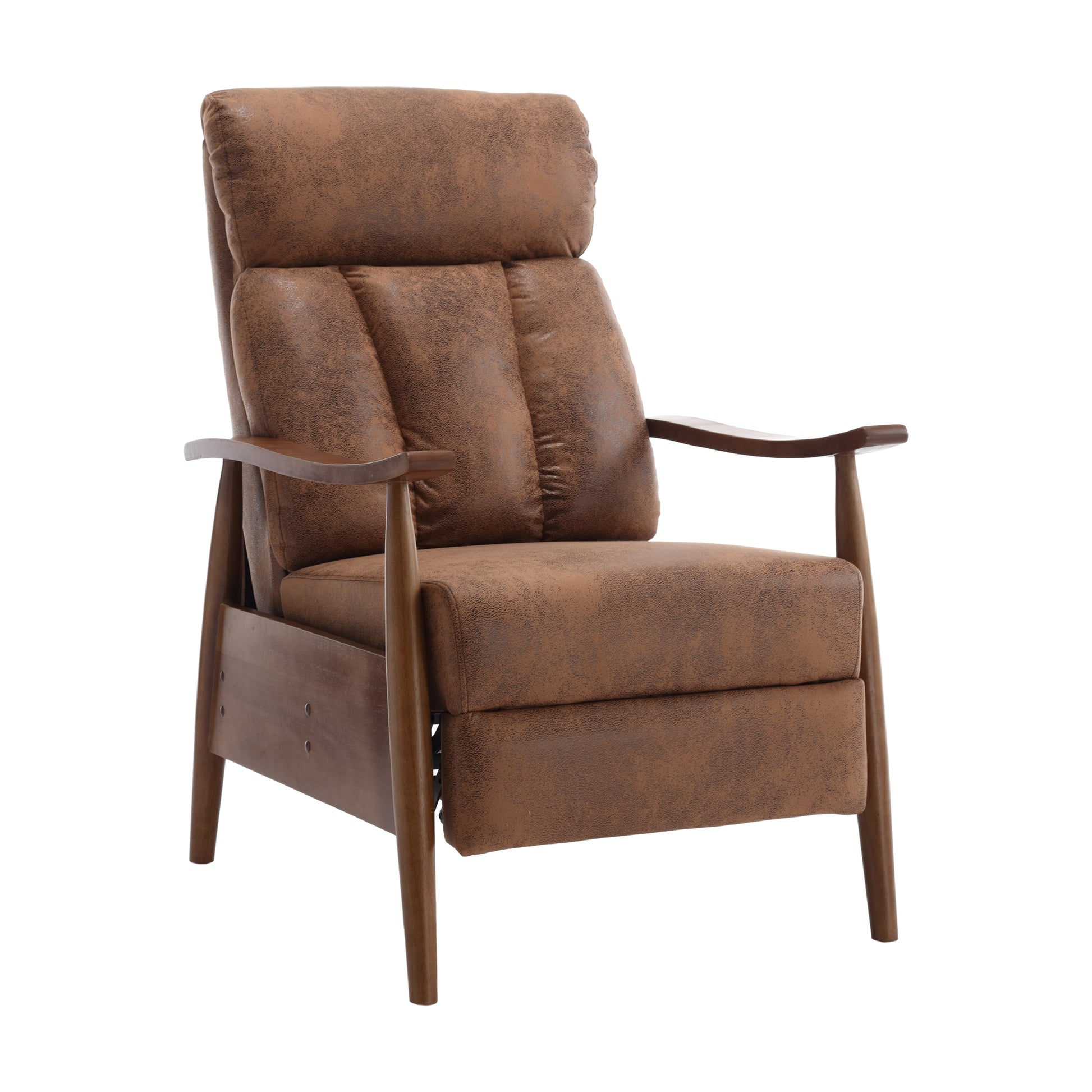 Coolmore Wood Frame Armchair, Modern Accent Chair Lounge Chair For Living Room Coffee Microsuede