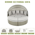 Patio Furniture Round Outdoor Sectional Sofa Set Rattan Daybed Two Tone Weave Sunbed With Retractable Canopy, Separate Seating And Removable Cushion, Gray Yes Sectional Gray Weather Resistant Frame Water Resistant Cushion Garden & Outdoor Luxury