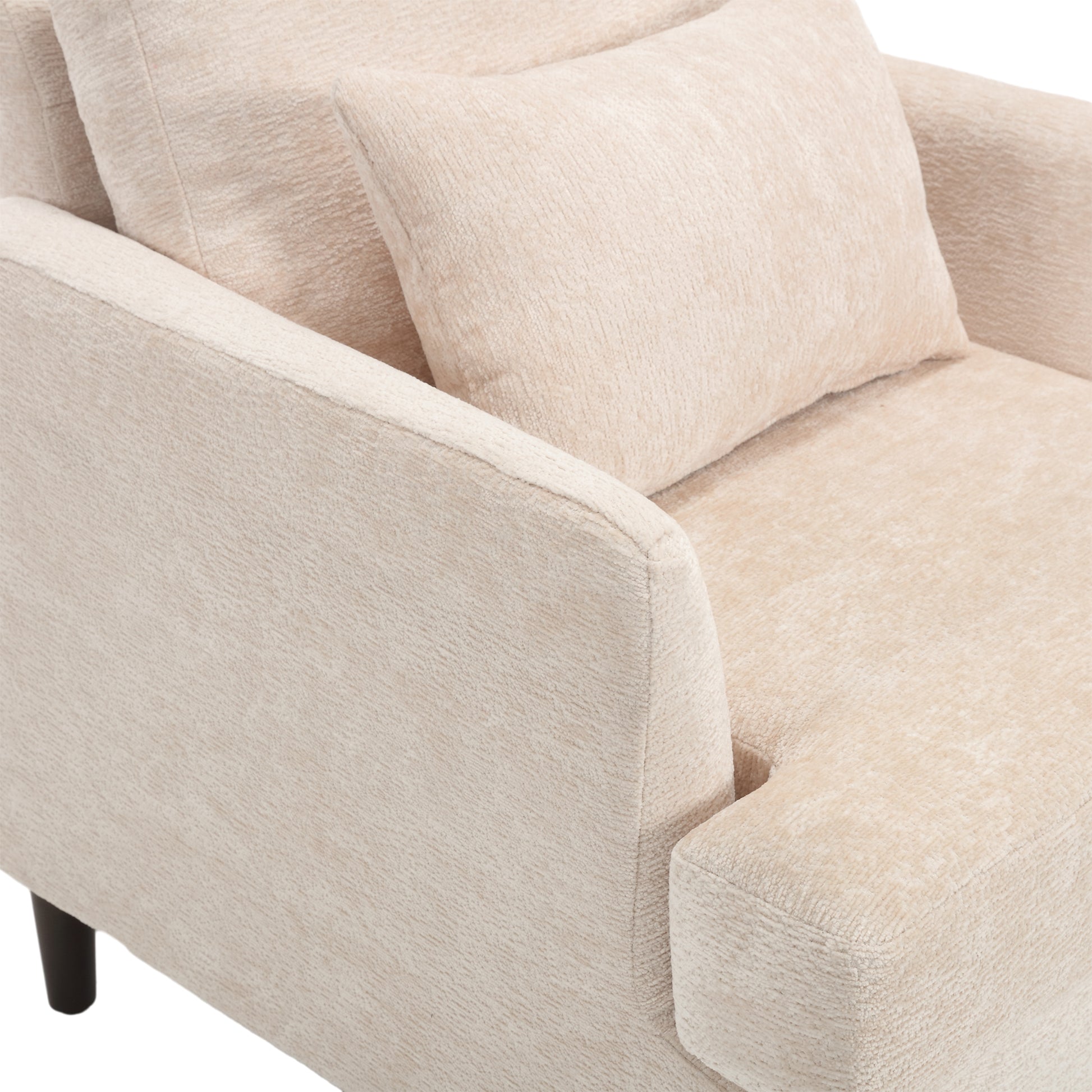 Coolmore Wood Frame Armchair, Modern Accent Chair Lounge Chair For Living Room,Tufted Club Chair, Mid Century Modern Arm Chairs With Studded, Solid Wood Frame, For Bedroom, Reading Beige Chenille Beige Chenille 1 Seat
