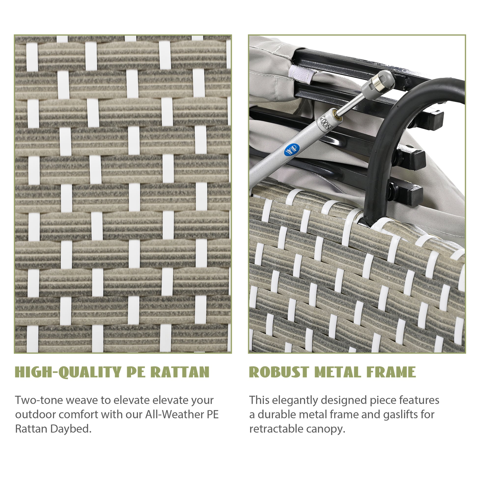 Patio Furniture Round Outdoor Sectional Sofa Set Rattan Daybed Two Tone Weave Sunbed With Retractable Canopy, Separate Seating And Removable Cushion, Gray Yes Sectional Gray Weather Resistant Frame Water Resistant Cushion Garden & Outdoor Luxury