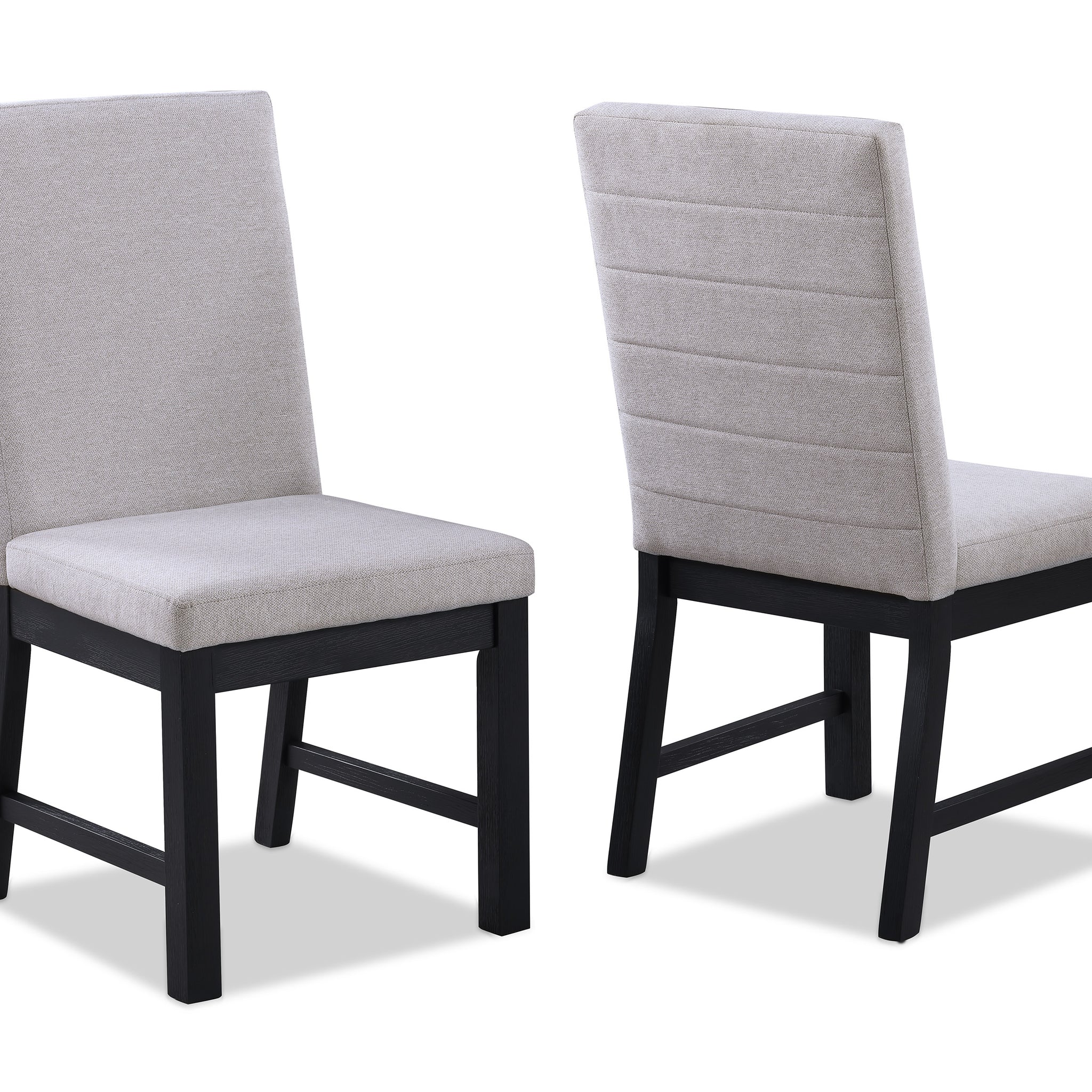 2Pc Black Finish Side Chair Gray Fabric Full Back Upholstery Contemporary Transitional Style Dining Room Wooden Furniture Black Contemporary,Transitional Side Chair Wood