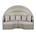 Patio Furniture Round Outdoor Sectional Sofa Set Rattan Daybed Two Tone Weave Sunbed With Retractable Canopy, Separate Seating And Removable Cushion, Gray Yes Sectional Gray Weather Resistant Frame Water Resistant Cushion Garden & Outdoor Luxury