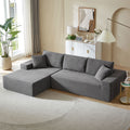 Sectional Couch Corduroy Covers 2 Pcs L Shape Sectional Sofa Couches For Living Room, Bedroom, Salon, 2 Pc Free Combination,Grey. Gray Corduroy 3 Seat