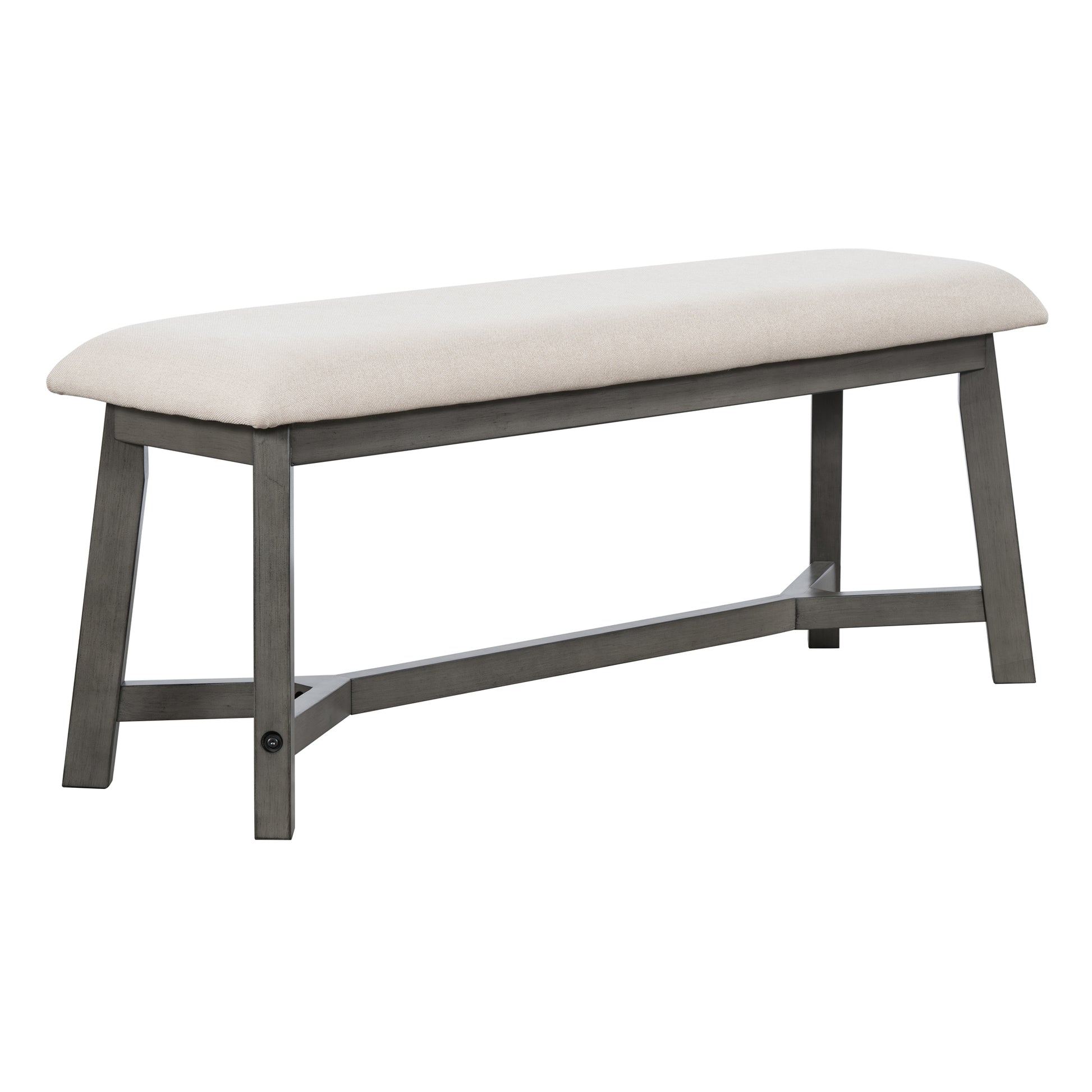 6 Piece Retro Farmhouse Style Dining Set, Rectangular Table And 4 Upholstered Chairs With Rattan And Bench For Dining Room And Kitchen Gray Gray Solid Wood Mdf