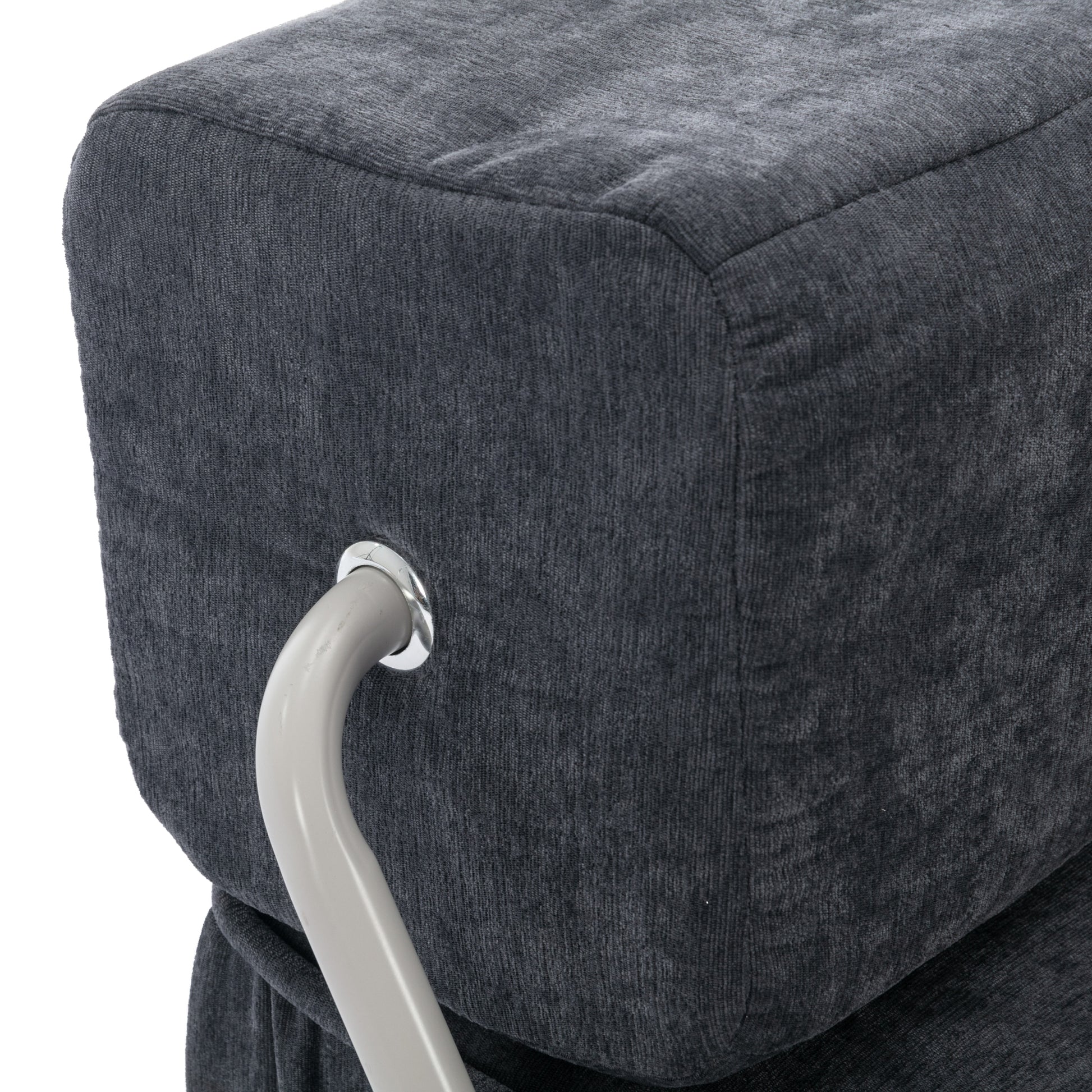 Folding Sofa Bed, Futon Sleeper Chair, Convertible Chair Floor Couch & Sleeping Mattress For Living Room, Guest Room, Home Office, Apartment, Small Space, Bed, Removable Back Cushion, Grey, 1 Seat Grey Chenille Primary Living Space Pillow Back Soft