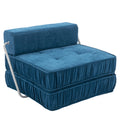 Folding Sofa Bed, Futon Sleeper Chair, Convertible Chair Floor Couch & Sleeping Mattress For Living Room, Guest Room, Home Office, Apartment, Small Space, Bed, Removable Back Cushion, Blue, 1 Seat Blue Chenille Primary Living Space Pillow Back Soft